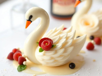 White chocolate Grand Marnier swan Choux