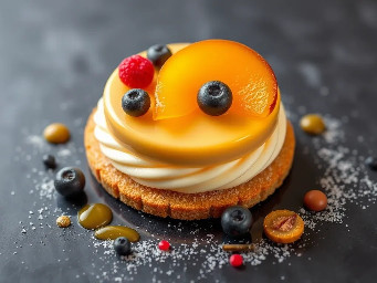 Forma di mela Mousse di mela strato di  mele a pezzettini con vaniglia tipo marmellatina,glassata al caramello e appoggiata su biscotto sottile