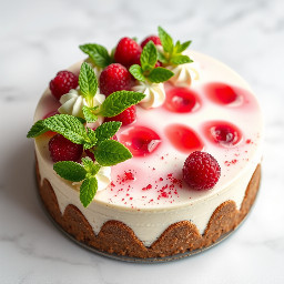 mint and raspberry chesecake