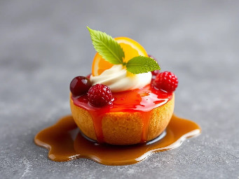 Tangerine,Raspberry Jam,Caramel Sauce
