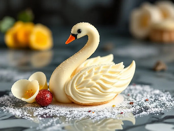 White chocolate Grand Marnier swan Choux