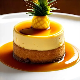 Tropical Pineapple cheese cake with pineapple caramel sauce on top