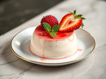 Strawberry champagne panna cotta