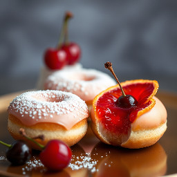 cherry and blood orange donut bites