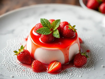 Strawberry champagne panna cotta