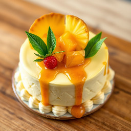 Tropical Pineapple cheese cake with pineapple caramel sauce on top